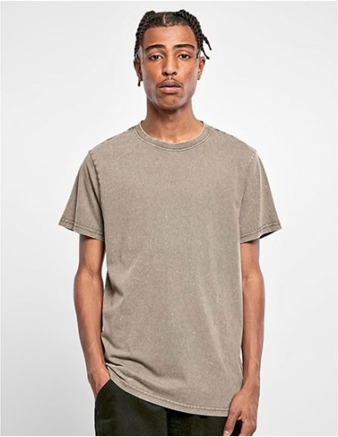 B-BY190-Acid Washed Round Neck Tee